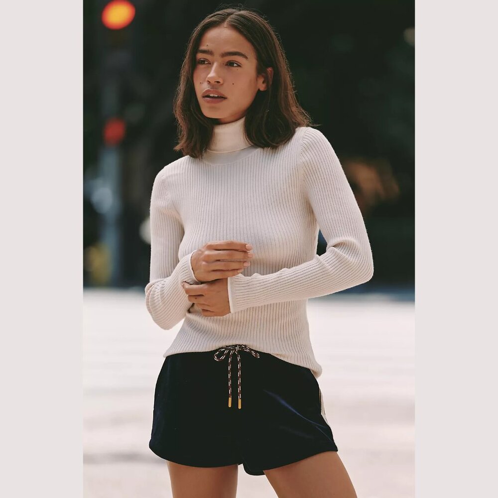 NEW Varley Sizes L, XL Women's Ravena Roll-Neck Fitted Top - Silver Birch